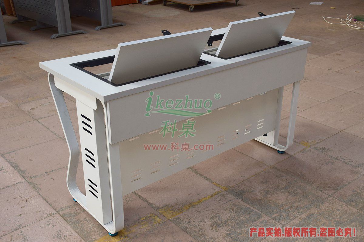 科桌家具,翻转电脑桌,双人电脑桌,双人位金属脚架带边框翻转电脑桌K16-C 科桌家具,翻转电脑桌,双人电脑桌,双人位金属脚架带边框翻转电脑桌K16-C
