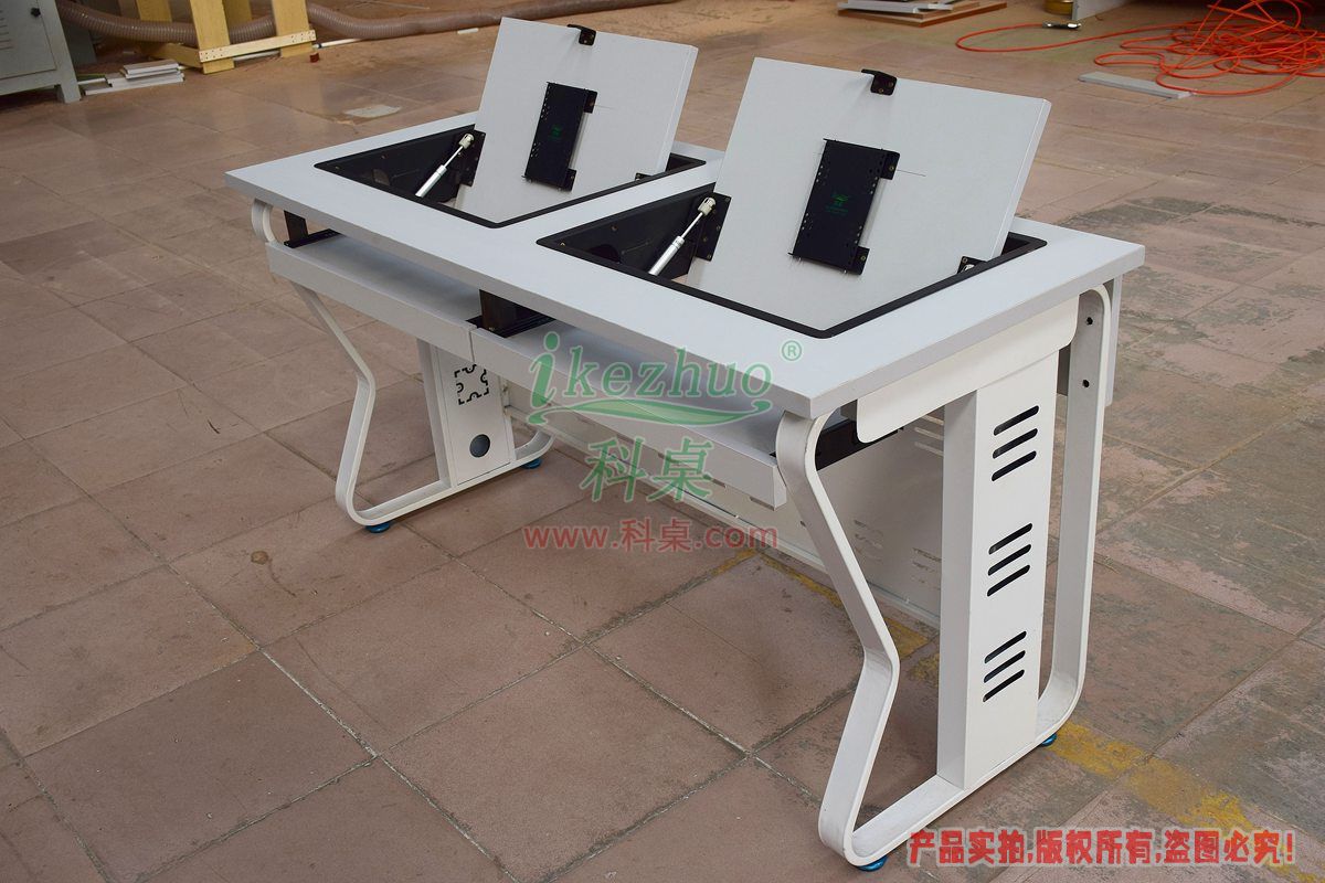 科桌家具,翻转电脑桌,双人电脑桌,双人位金属脚架带边框翻转电脑桌K16-C 科桌家具,翻转电脑桌,双人电脑桌,双人位金属脚架带边框翻转电脑桌K16-C